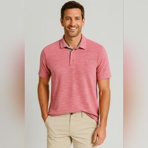 TailorByrd Pink Heathered Polo Shirt Mens XL Performance Cotton Blend Golf